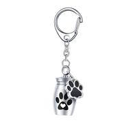 mophrati Pet Urn For Ash Souvenir Modern Keychain Kitten Puppy Memorial Storage Souvenir Aluminum Alloy Pet Urn For Ash Dog Cat Container Jar Puppy, Silver, 2.5x1.6cm