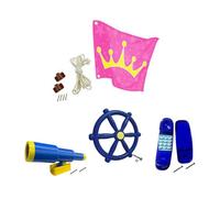 mophrati Playground Wheel Outdoor Playhouse Treehouse Backyard Pirate Ship Toy Accessories Swing Set Fun Playground Toy Equipment Set Fun Game Scene for Little Boys Girls