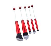 mophrati Portable Beadable Makeup Brushes Set With Eyebrow And Eyeshadow Brushes Look Effortlessly Girlfriends. Beadable Makeup Set Professional Travel, Red, 15.1cm