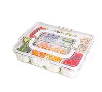 mophrati Portable Snack Spinners Container Divided Candy Dispenser Tray With Lid ABS Sandwich Platter Trays With Lids Nuts, A