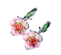 mophrati Premium Handmade Enamel Drop Earrings In Sterling Silver With Blooming Flower Copper Silver Earrings For Women