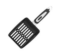 mophrati Premium Stainless Steel Cat Scooper For Litters Box Quick Sieving Cat Litter Scoops Comfortable Handle Litter Scoops Metal Long Handle Scooper, Black, 25.2x10.8cm