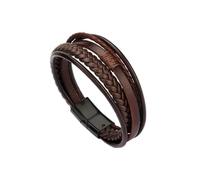 mophrati Punk Braided PU Leather Bracelet Stylish Gothic Ethnic Stackable for Men Bracelets Multilayer, Brown Black Metal, Type 2