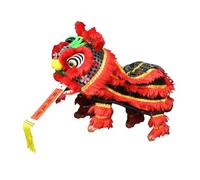 mophrati Puppet Crafts Dancing Lion Toy Gift For Kids Adults Chinese New Year Figurine Decoration For Special Events Handmade Decoration Arts For Women Men Girls Boys, Black Red, 38x20cm