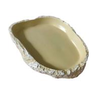 mophrati Resilient Imitation Bark Feeding Basin For Reptiles - Crawling Pets Water Plate Suitable For Various Reptile Uses