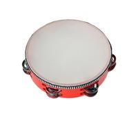 mophrati Rhythm Percussion Tambourine Hand Drum For Church Worship Services And Choir Performances Or With Hand Held Drum Bell Birch Metal Jingle Percussion, Red, 8 inch