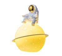 mophrati Room Decoration 3D Moon Light Astronaut LED Night Light Unique Spaceman Kids Bedroom Bedside Lamp for Home Bedroom Kids Boys Birthday Study Desktop, Gold, 9.8x9.5x12.1cm