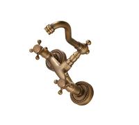 mophrati Sink Faucet Wall Mount Kitchen with Double Handle Easy Temperature Adjustment Cooking Making Bathroom More Tidy Kitchen Wash Basin Hot and Cold Water Faucet