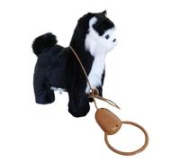mophrati Soft Plush Robot Cat Control Moves Interactive Electronic Toy Fun Gift For Birthday Kids Special Joy Rope Can Control Kitten Can Walk Forward Birthday Gift Stuffed Animal, Black, 22x25cm