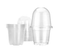 mophrati Soft Transparent Plant Container Growing Small Herbs Offering Effective Humidity Management Through Drainage Small Plants Nursery Pots With Humidity Dome Set, at The Top