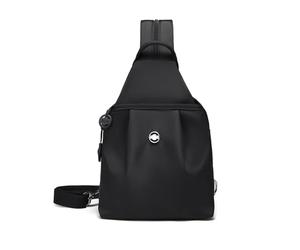 mophrati Solid Color Knapsack Two Layers Chest Shoulder Bag For Teenage Girl Lightweight Multi-Pocket Backpack Nylon, black