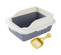 mophrati Spacious Cat Litter Tray With High Sides For Effortless Scooping And Cleaning In Convenient Format Which Is Sturdy Open Air Cats Litter Pan Kitten Indoor Cats Potty, Gray, S