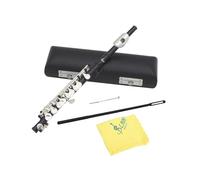 mophrati Sporty Piccolo Flute Key Of C Advanced Bright Sound Lightweight And Compact Beginner Musicians Key Of C Piccolo 16 Hole Traditional Instrument, Black, 31.5x1.3 cm