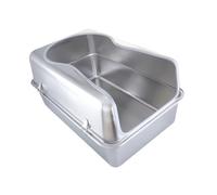 mophrati Stainless Steel Litter Box With High Sides Easy Cleanup In Indoor Cat Litter Tray Making Cat Toilet. Must Have Accessory For Feline Friend. Kitty