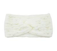 mophrati Stay Warm With Ear Warmer Winter Headband Adjustable Breathable And Lightweight Stylish Women Knitted Pearls Headband, white