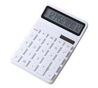 mophrati Streamlined Desk Calculator With Solar Charging Function Electronic Calculator ABS Scientific Calculators, white