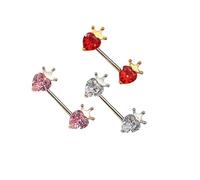 mophrati Stunning CZ Crystal Heart Crown Tongue Rings Jewelry Featuring