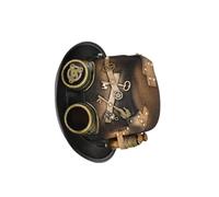 mophrati Stylish Punk Gothic Top Hat with Gear Glasses Floral Steampunk Halloween Party Caps Goggles Men, Style A