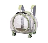 mophrati Trendy Kitten Bag Backpack Handbag with Wheels Fashionable and Practical Brown, Fully Clear and Green, 40 x 43 x 26cm