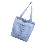 mophrati Trendy Shopping Bag with Strong Handle No Loose Threads Or Shedding Easy Access Zipper Shopping Bag Shoulder Bags Wild, Style 3 Light Blue
