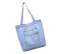 mophrati Trendy Shopping Bag with Strong Handle No Loose Threads Or Shedding Easy Access Zipper Shopping Bag Shoulder Bags Wild, Style 2 Light Blue