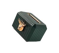 mophrati Unique Deer Head Sculpture Tissue Box Handcrafted Napkin Paper Holder for Countertop, Green, 18 x 13 x 12cm