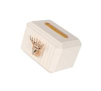 mophrati Unique Deer Head Sculpture Tissue Box Handcrafted Napkin Paper Holder for Countertop, White, 18 x 13 x 12cm