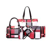 mophrati Versatile Ladies Purse Set Easy To And Well Organized Practical And Convenient Handbag Tote Purse Wallet Key Case Set, red