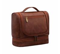 mophrati Vintage Colored Toiletry Bag Men's Personalized Women's Toiletry Capacity Travel PU Leather Separation, Boyfriend, Brown