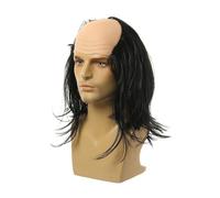 mophrati Whimsical Balding Old Man Wig Halloween Costume Accessory Lightweight And Fun For Various Events Ensuring Everyone Can Join In Fun. Whether For Theme Parties, black straight hair