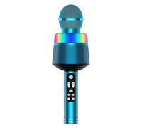 mophrati Wireless Microphone Speaker Noise Cancelling KTV Player Rechargeable with LED Lights Mic Party Supplies for Recording, Blue