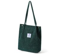 mophrati Women Corduroy for Totes Lightweight Shoulder Bag Shopping Bags Magnetic Buckle Storage Retro Handbags Reinforced Strap, Blackish Green