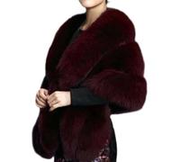 mophrati Women Faux Fur Shawl Premium Collar for Cheongsam Wedding Dress Stylish and Warm Women Winter Faux Fur Scarf, WineRed