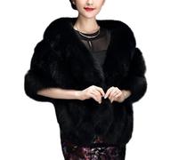 mophrati Women Faux Fur Shawl Premium Collar for Cheongsam Wedding Dress Stylish and Warm Women Winter Faux Fur Scarf, Black