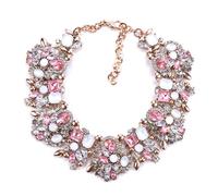 mophrati Women S Luxury Rhinestone Large Collar Sparkle Everywhere Go Wide Applicable Occasions Indian Statement Choker Necklace, Crystal pink