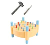 mophrati Workbench Pound Toy Premium Hammering Pounding Toy Colorful Peg Board Kit Pounding Pegs Toys Color Matching Strike Game Smoth Workbench Pound Hammer Party Favors