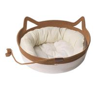 mophrati Woven cat basket, cat rope woven living room, rope nest, suitable for seasons, summer scratching board, house, B, 【36cm*36cm*14cm】