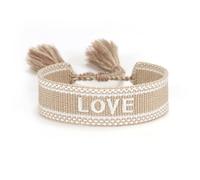 mophrati Woven Friendship Bracelets Adjustable Handwoven Letter Wrist Rope Manual Edge Locking Embroidered Character Bracelet, Khaki hope