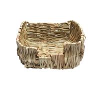mophrati Woven Straw Nest Rabbit Hamsters Pigs House Rectangular Shape Pet Cage Cottage Hideaway Toys Playing Sleeping Bed