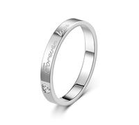 Moplusea 3mm Stainless Steel Forever Love Heart Zircon Rhinestone Classical Plain Stacking Band Statement Wedding Promise Ring For Women, 7 UK, Stainless Steel, No Gemstone