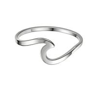 Moplusea Stainless Steel Ocean Sea Wave Summer Beach Ring Classical Plain Stacking Band Statement Wedding Promise Ring For Women, Stainless Steel, No Gemstone