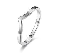 Moplusea Stainless Steel Simple Pointed Chevron Ring Classical Plain V Shaped Stacking Band Statement Wedding Promise Ring For Women, 8 UK, Stainless Steel Metal, No Gemstone