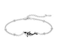 MOPOPOK Killer Whale Shark Bracelet for Women 925 Sterling Silver Black Killer Whale Bracelet Ocean Animal Bracelet Jewelry Gifts for Birthday Christmas Graduation