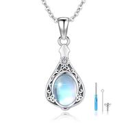MOPOPOK Moonstone Necklaces for Women Sterling Silver Celtic Knot Urn Necklace for Ashes Keepsake Cremation Jewelry Gifts for Women Wife Mother