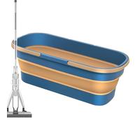 Mopping Bucket - Handles Mop Bucket with Wheels - Portable Rectangular Multi-Purpose Cleaning Bucket 12L/3.17 Gallon, Handy Basket for House Car Cleaning