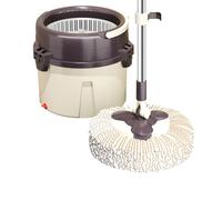 mops 360° Spin Mop Bucket System - Rapid Dry, 2 Microfiber Pads, Adjustable Handle - Mop and Bucket for Home & Commercial Floors, Brown,B