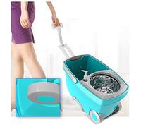 Mops and Buckets Spin Bucket Portable Magic Double Drive Stainless Steel Hand Pressure Rotating with Head Household Floor Cleaning Set Blue