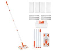 Mops for Floor Cleaning,55" Handle with 10" Flat Head with Magic Sponge Eraser Pads、Microfiber Pad and 50 Dry Sweeping Cloths (Mop Set,55” Mop with 10" Mop-Head)
