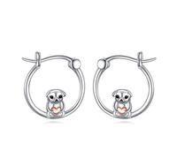 Mops Ohrringe S925 Sterling Silber Mops Hund Hoop Schmuck Geschenke für Damen