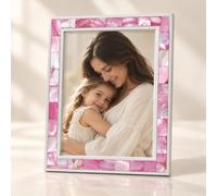 MOPTORLS Natural Pink Picture Frame, Wedding Picture Frame, 5x7, 1Pc | 5x7 Mother of Pearl Picture Frame Beach, Mosaic Beach Picture Frame, Tabletop or Wall Hanging Display Frame, Handmade Gift